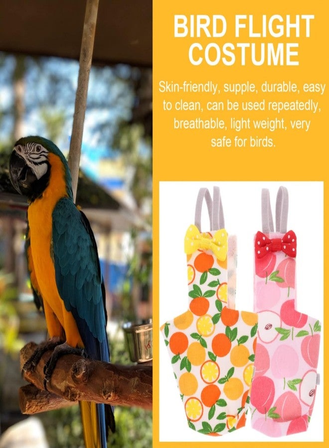 squishy 2Pcs Birds Diaper for Parrot, Parrot Diaper Set with Peach and Pineapple Print, Comfortable Bird Diaper for Daily Use,Parrot Clothes for Small to Medium Birds - Image 2
